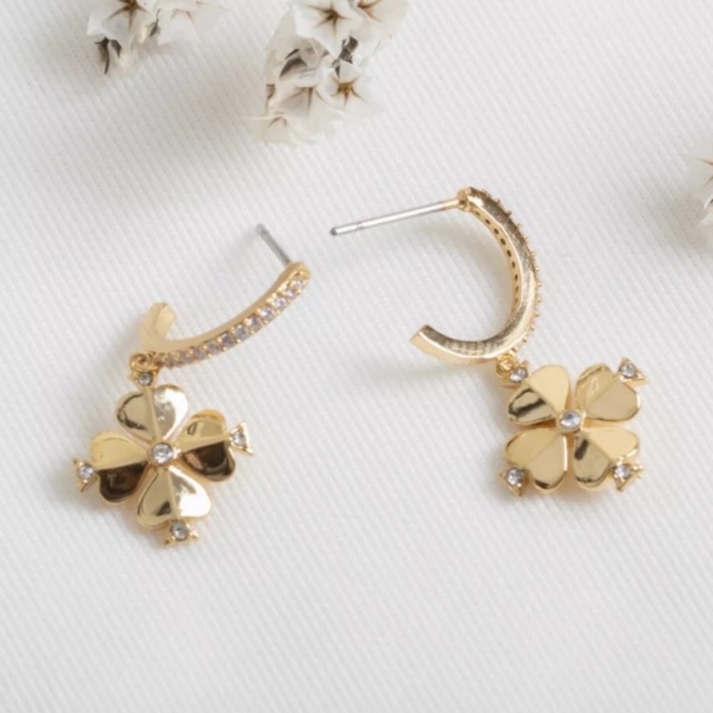 Kate Spade Legacy Logo Flower Huggies Earrings - Picture 4 of 4